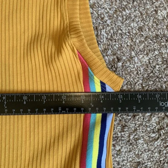 Haute Monde Dress Womens Large Yellow with Rainbow Accent Sleeveless - Picture 5 of 10